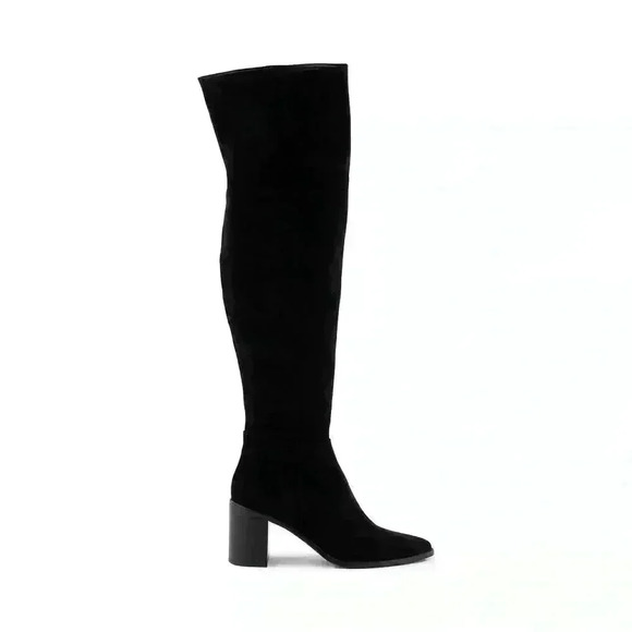 NWOB Seychelles Anthropologie Over The Knee Black Suede Heeled Boot Size 9 - Picture 2 of 8